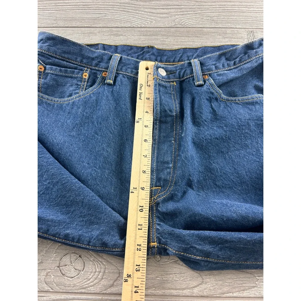 Levis 501 Original Fit Jeans Mens 36x34 Dark Wash Indigo Blue Cotton Button Fly